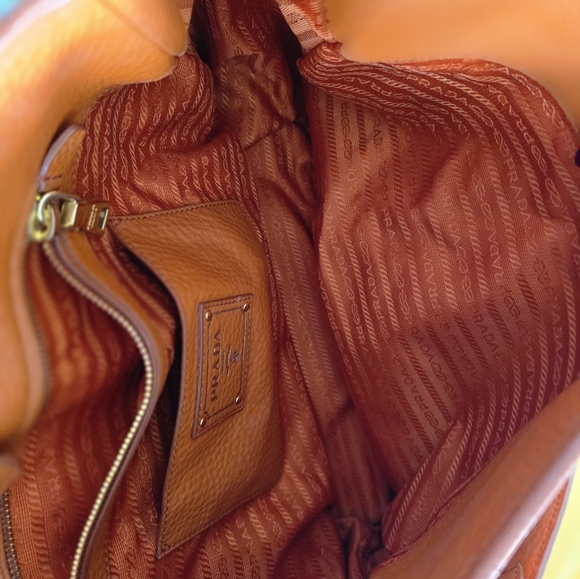 Prada Orange Vitello Daino Leather Side-Pocket Tote Bag - Picture 10 of 10